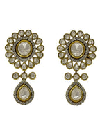 Grand Kundan Polki Necklace with Circular Floral Motifs & Matching Earrings