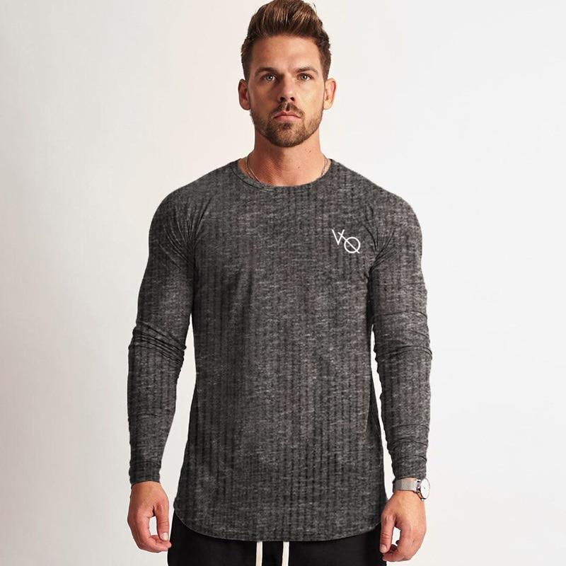 2019 New Men Running Long sleeve T-shirt Gym Fitness Training Breathable t shirt Male jogging Tee Tops Brand clothing Sportswear - Aurveza