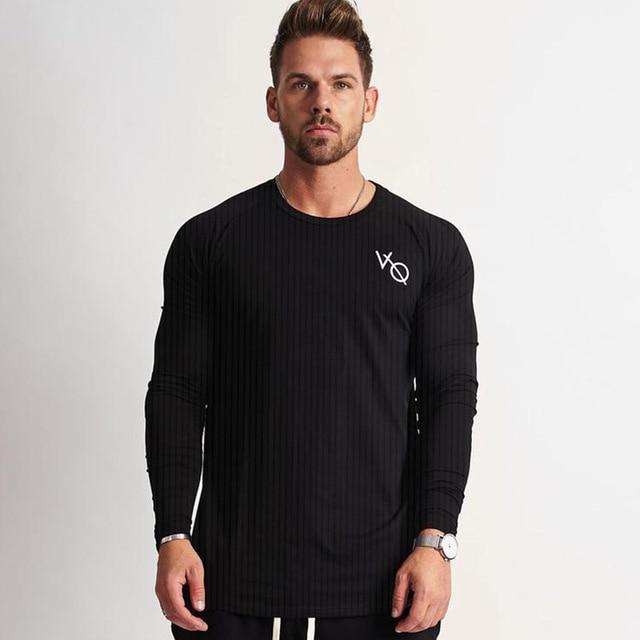 2019 New Men Running Long sleeve T-shirt Gym Fitness Training Breathable t shirt Male jogging Tee Tops Brand clothing Sportswear - Aurveza