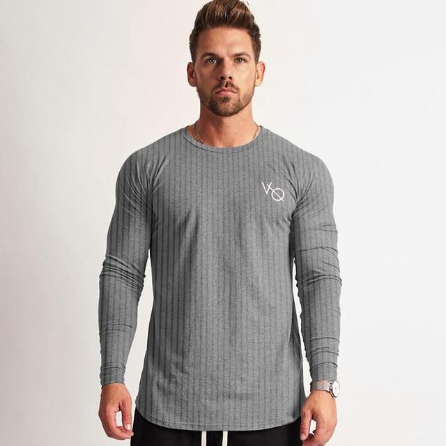 2019 New Men Running Long sleeve T-shirt Gym Fitness Training Breathable t shirt Male jogging Tee Tops Brand clothing Sportswear - Aurveza