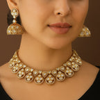 Premium Moissanite Polki Necklace with Intricate Jhumka Earrings