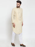 Beige Kurta and Pajama for men | Designer Full Sleeve Linen Kurta and Churidar Pajama Set For Men