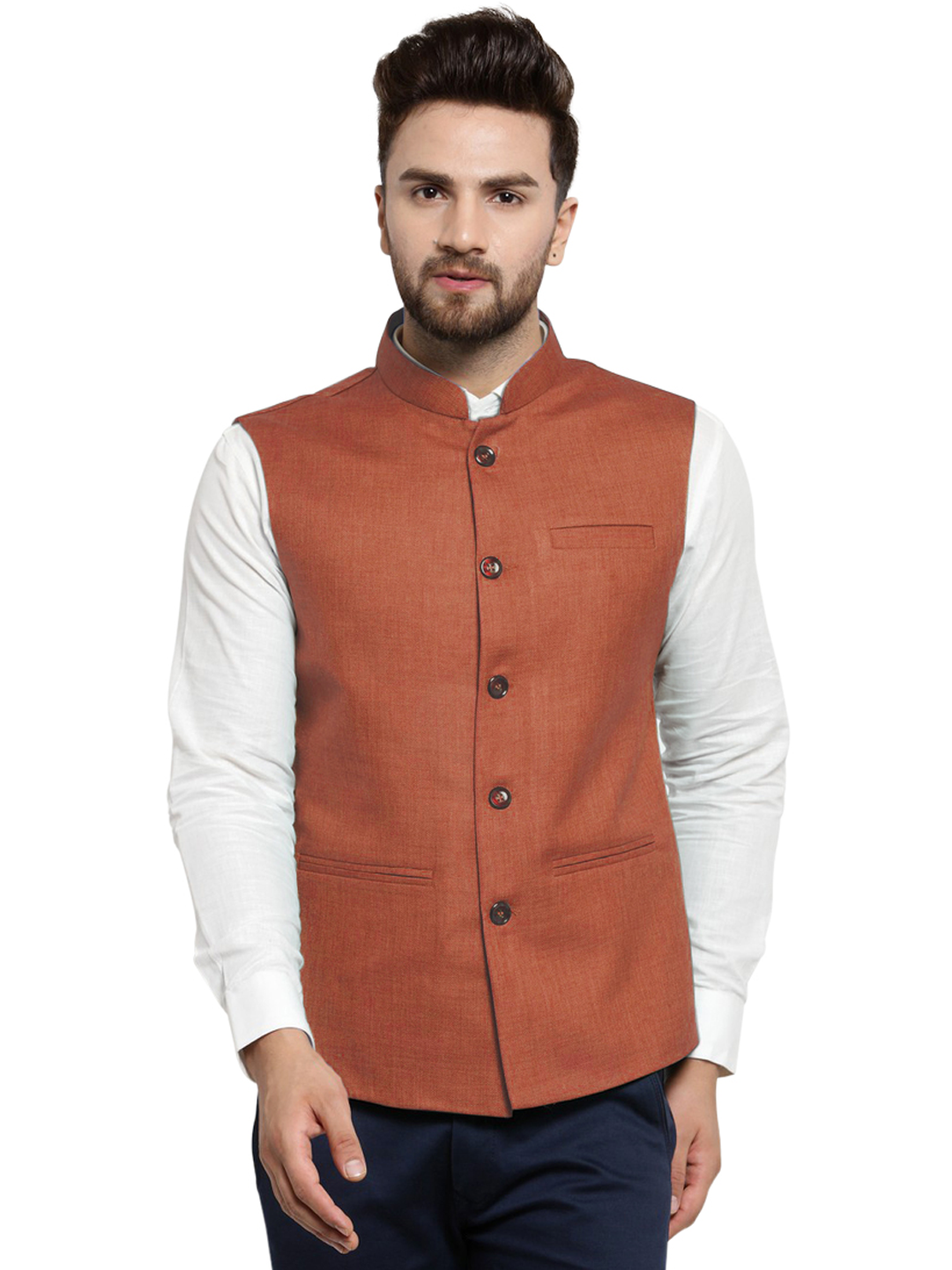 Treemoda Coffee Brown Nehru jacket For Men Stylish Latest Design Suitable for Ethnic Wear/Wedding Wear/ Formal Wear/Casual Wear