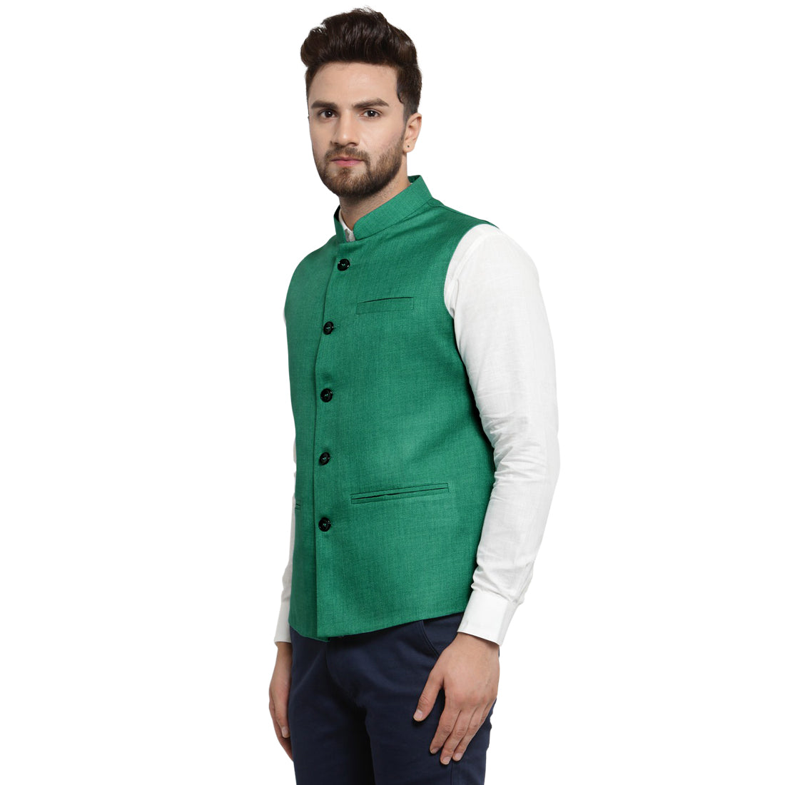 Treemoda Dark Green Nehru jacket For Men Stylish Latest Design Suitable for Ethnic Wear/Wedding Wear/ Formal Wear/Casual Wear