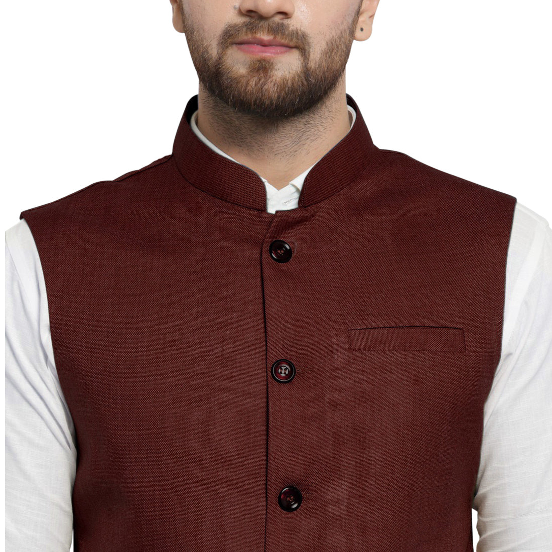 Treemoda Dark Brown Nehru jacket For Men Stylish Latest Design Suitable for Ethnic Wear/Wedding Wear/ Formal Wear/Casual Wear