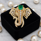 Royal Elephant Doublet Stone Designer Brooch Pin – Premium Golden Finish