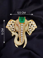 Royal Elephant Doublet Stone Designer Brooch Pin – Premium Golden Finish