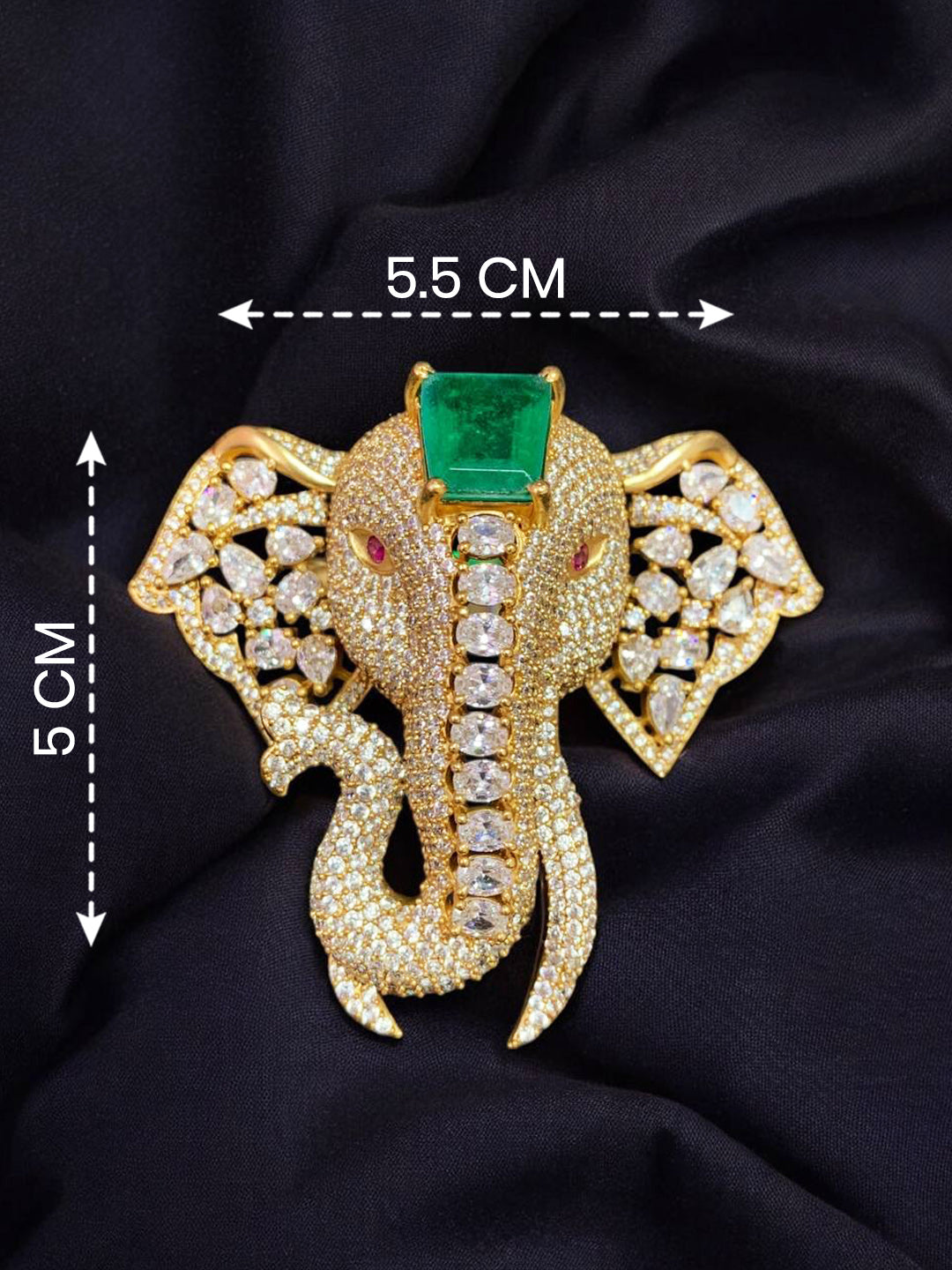 Royal Elephant Doublet Stone Designer Brooch Pin – Premium Golden Finish