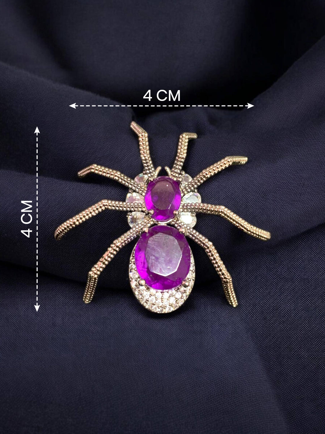 Handmade Purple Spider Brooch Victorian Finish Brass with AAA AD Stones