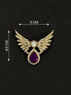 Premium Silver-Plated Angel Wings Brooch Pin with Purple Doublet Stone | AAA Quality AD Brass Brooch