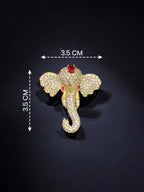 Premium Victorian-Plated Elephant Brooch Pin | AAA Quality AD Brass Designer Brooch