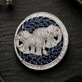 Luxury Victorian Elephant Family Brooch with Blue Stones – Brass Plated AAA Quality Jewelry