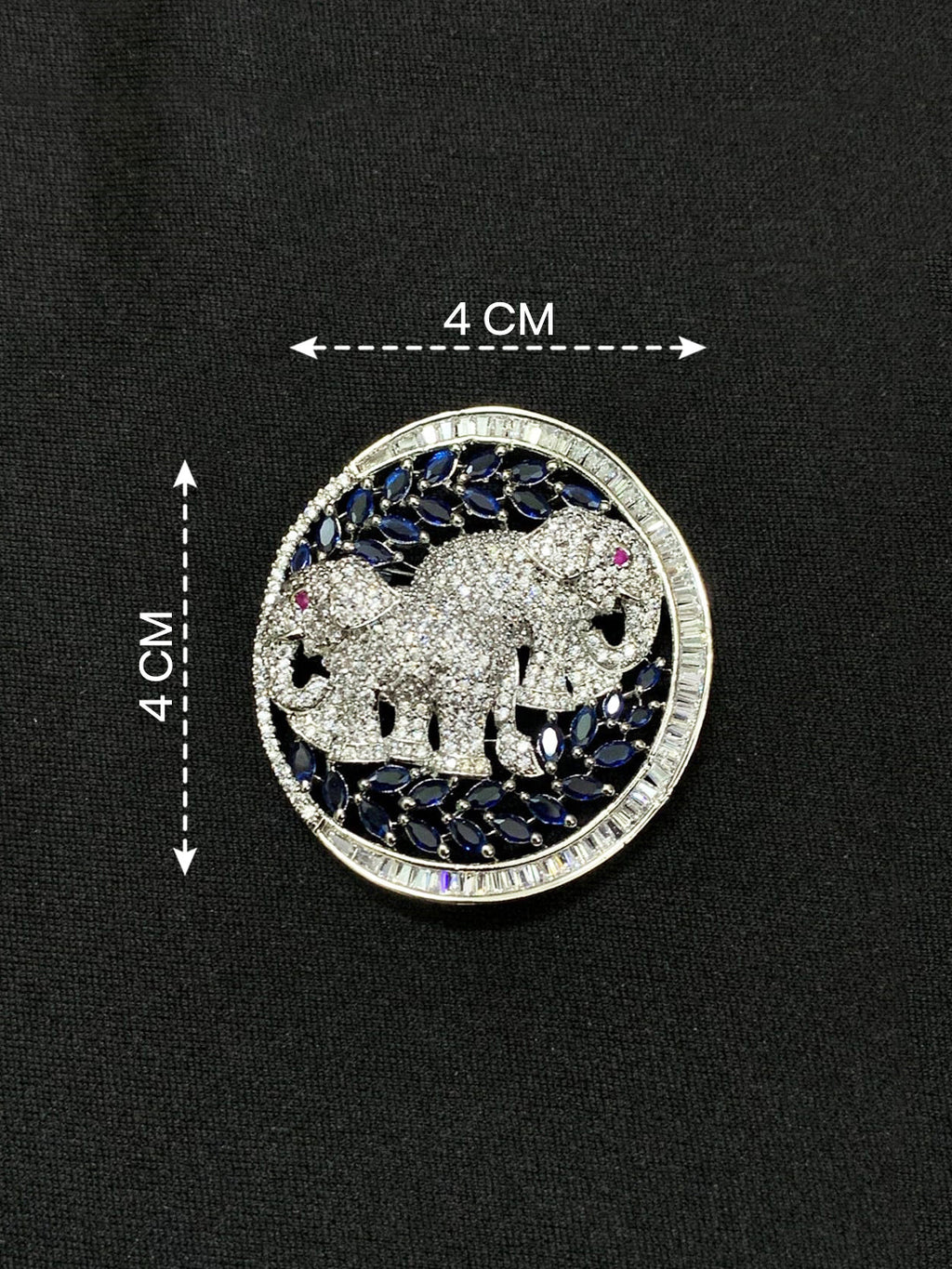 Luxury Victorian Elephant Family Brooch with Blue Stones – Brass Plated AAA Quality Jewelry