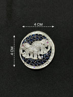 Luxury Victorian Elephant Family Brooch with Blue Stones – Brass Plated AAA Quality Jewelry