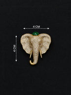Luxury Victorian Elephant Brooch with Green Stone – Brass Plated AAA Quality Statement Jewelry