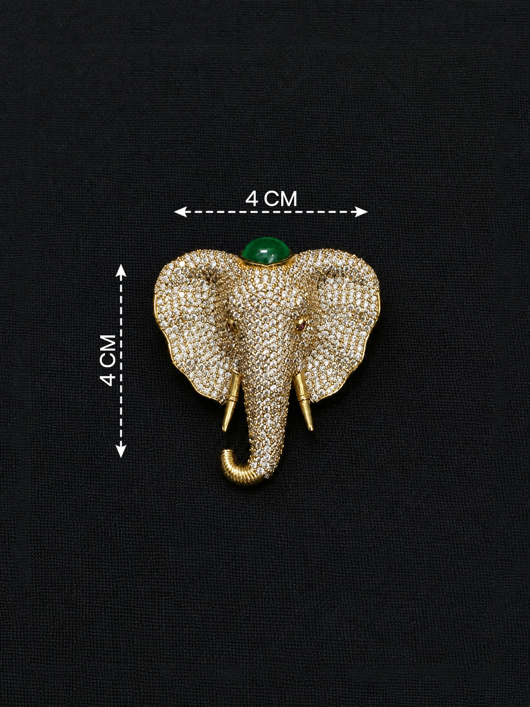 Luxury Victorian Elephant Brooch with Green Stone – Brass Plated AAA Quality Statement Jewelry