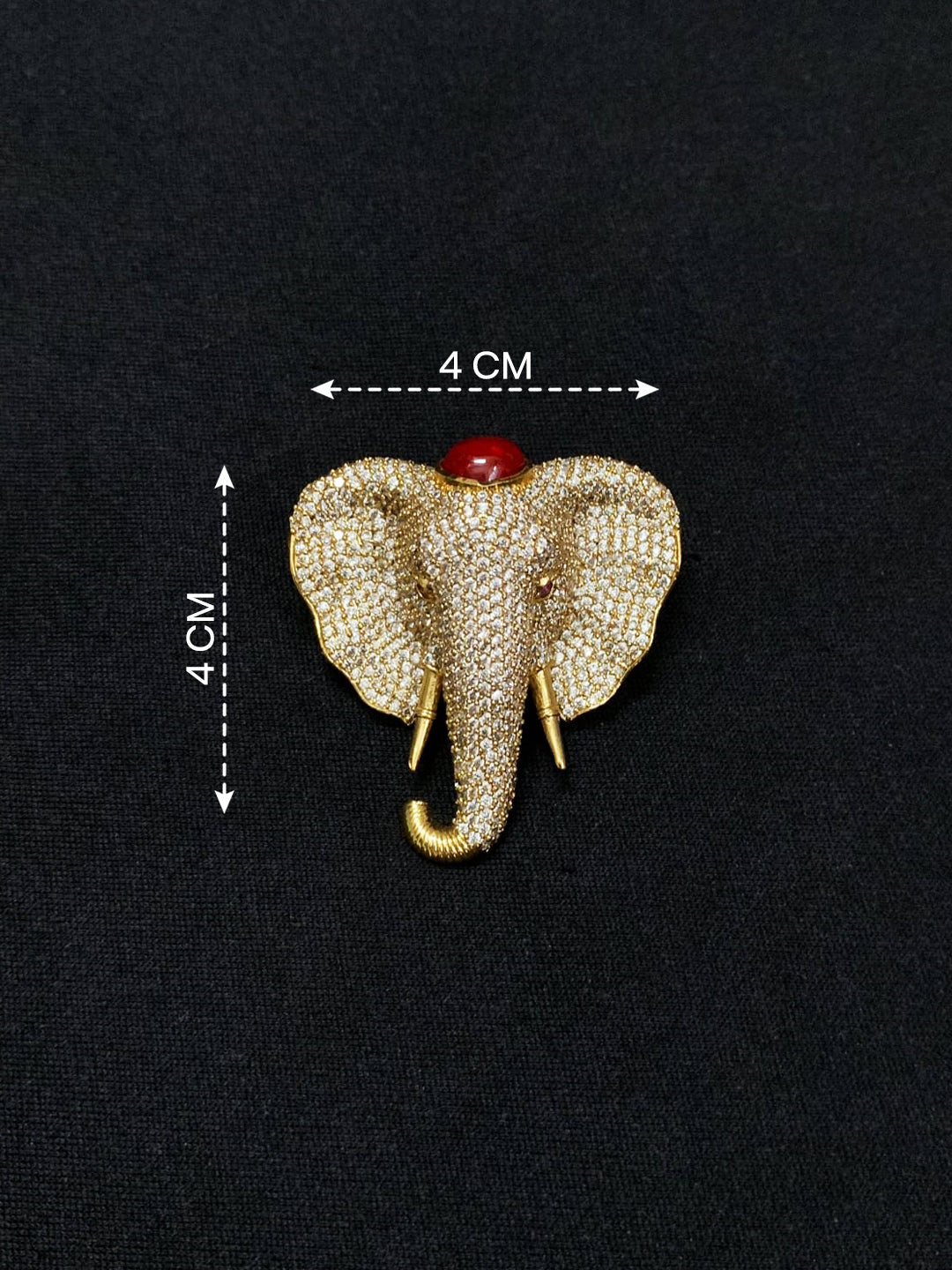 Luxury Victorian Elephant Brooch with Red Stone – Brass Plated AAA Quality Statement Jewelry