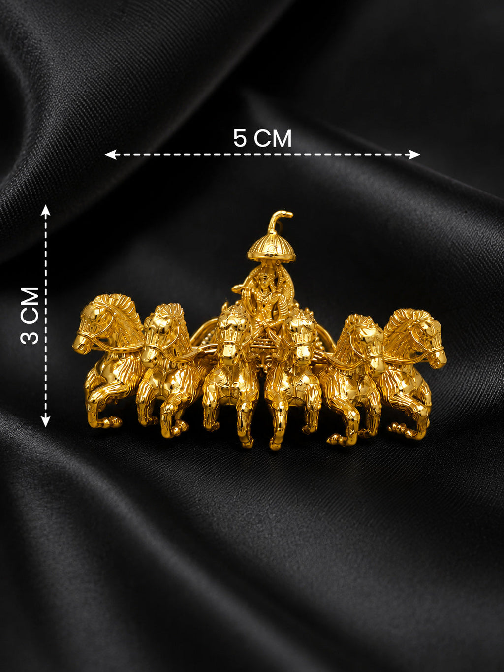 Premium Golden Krishna Chariot Brooch Pin for Men & Women | Divine Horse Design