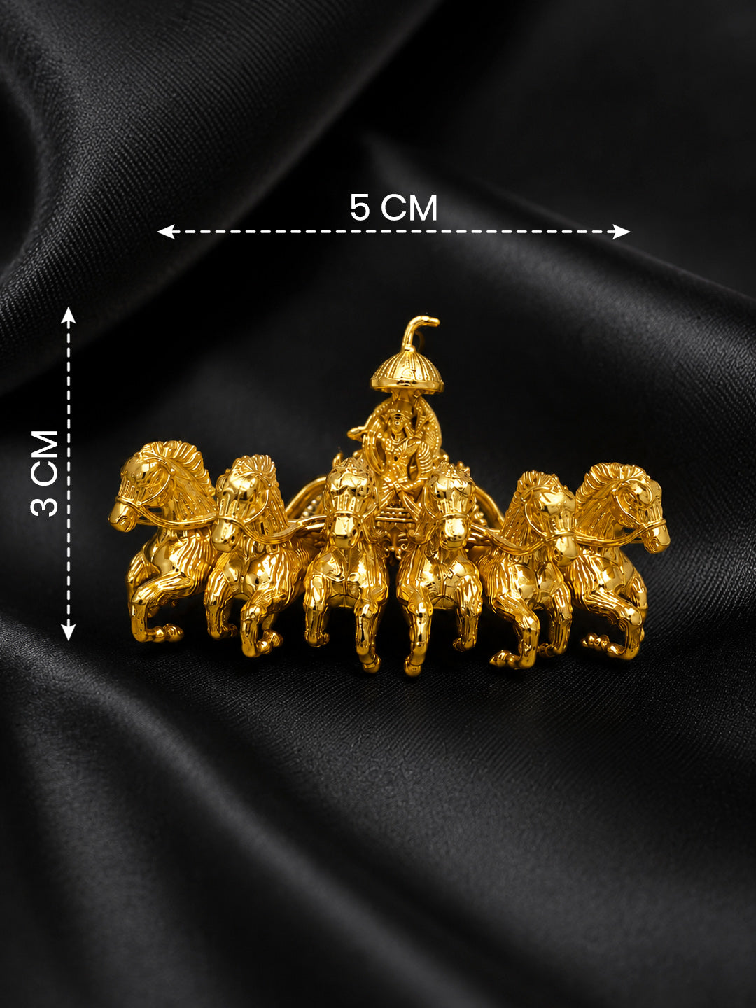 Premium Golden Krishna Chariot Brooch Pin for Men & Women | Divine Horse Design
