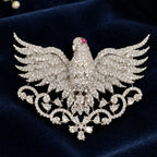 Elegant Silver-Plated Brass Eagle Brooch with AAA Quality AD Stones