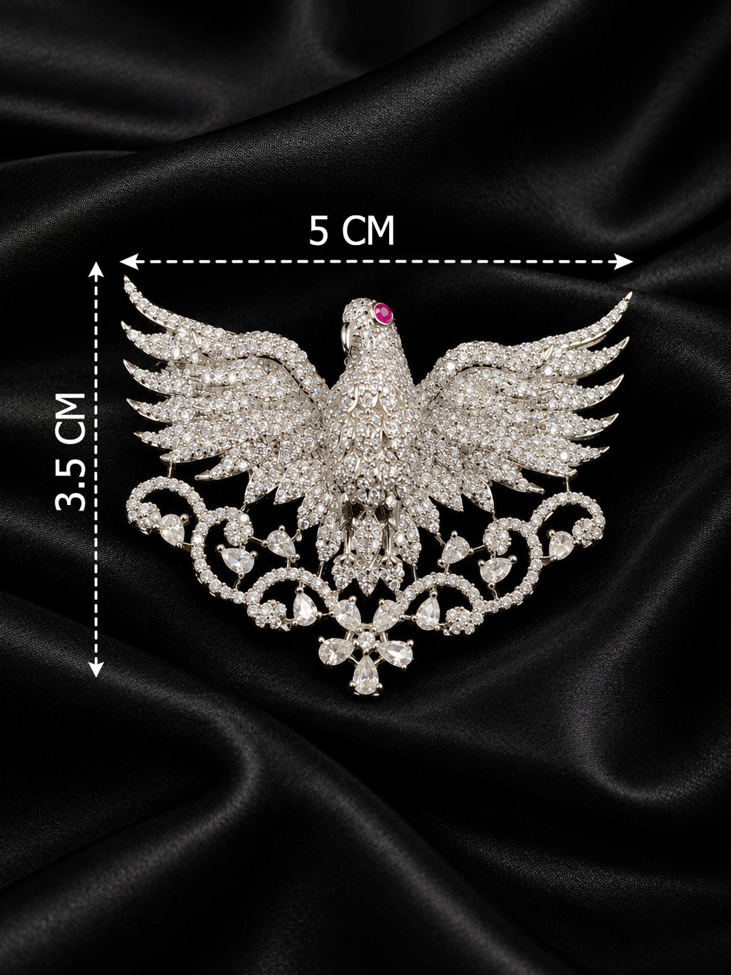 Elegant Silver-Plated Brass Eagle Brooch with AAA Quality AD Stones