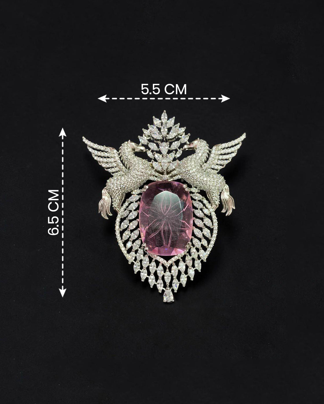 Royal Swan & Floral Crystal Brooch Premium Statement Piece