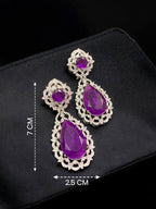 Victorian Purple Doublet Stone Statement Drop Earrings for Women | AAA AD Designer Party Wear Earrings