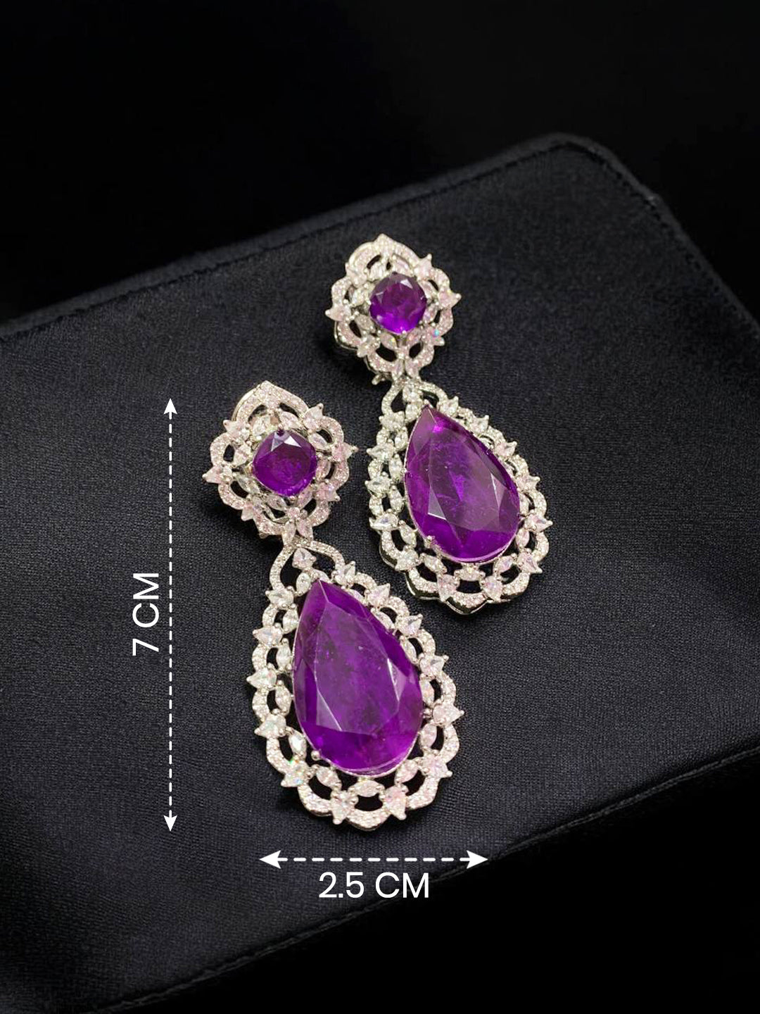 Victorian Purple Doublet Stone Statement Drop Earrings for Women | AAA AD Designer Party Wear Earrings