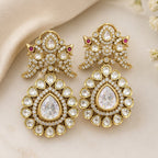 Luxury Gold Plated Kundan Drop Earrings for Women Elegant Crystal Party Wear Earrings
