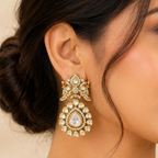 Luxury Gold Plated Kundan Drop Earrings for Women Elegant Crystal Party Wear Earrings