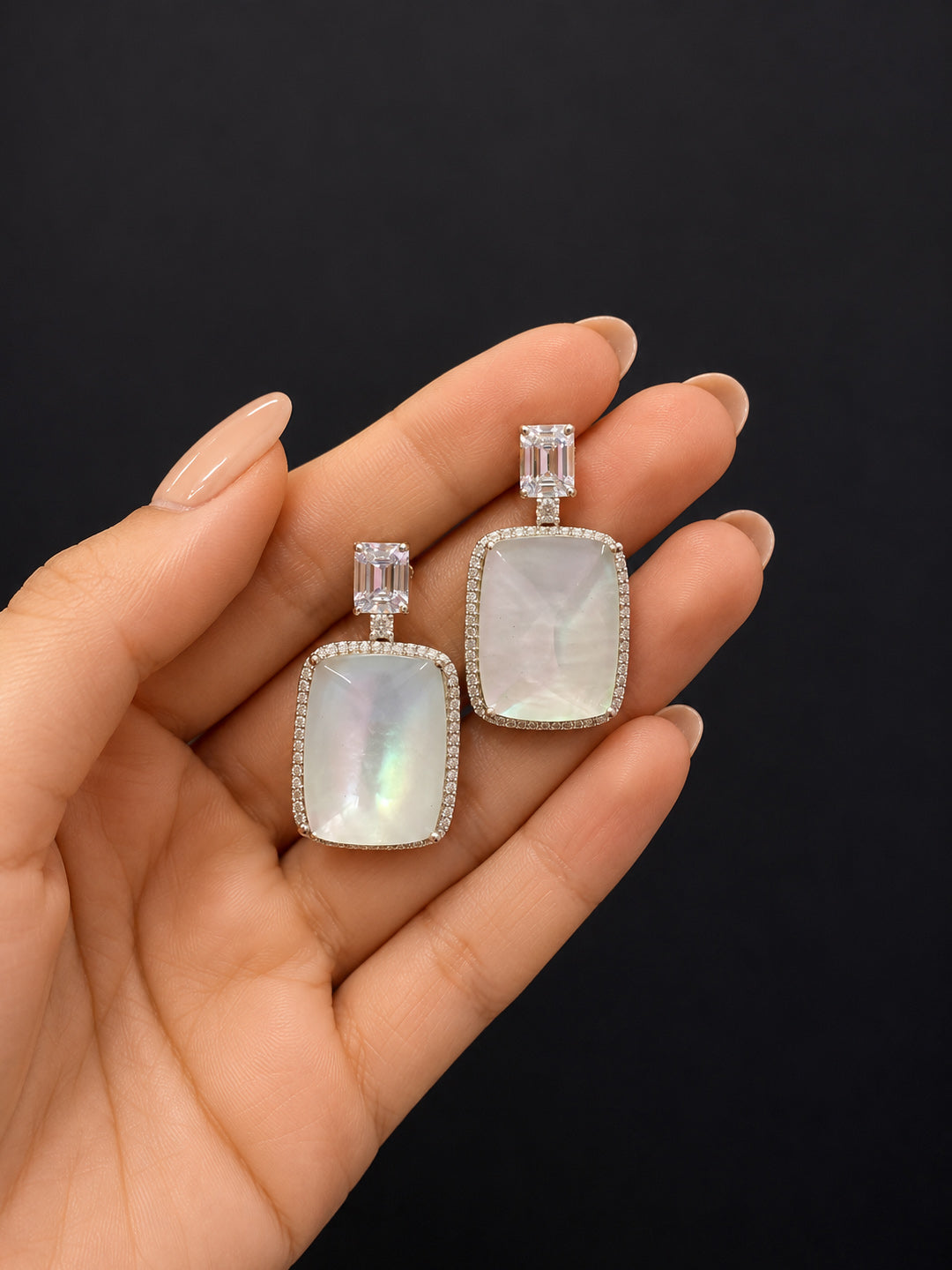 Victorian Doublet Stone Drop Earrings for Women | AAA AD Designer Statement Earrings