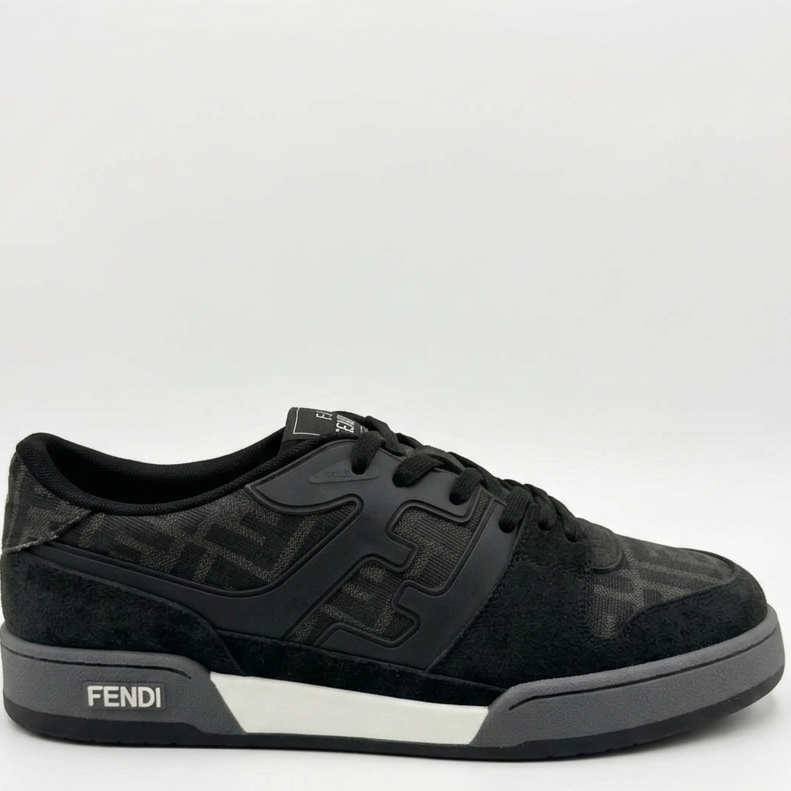 All-Black Luxury Designer Sneakers with Signature Pattern