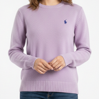 Women’s Soft Lavender Crew-Neck Sweater Elegant Casual Knitwear