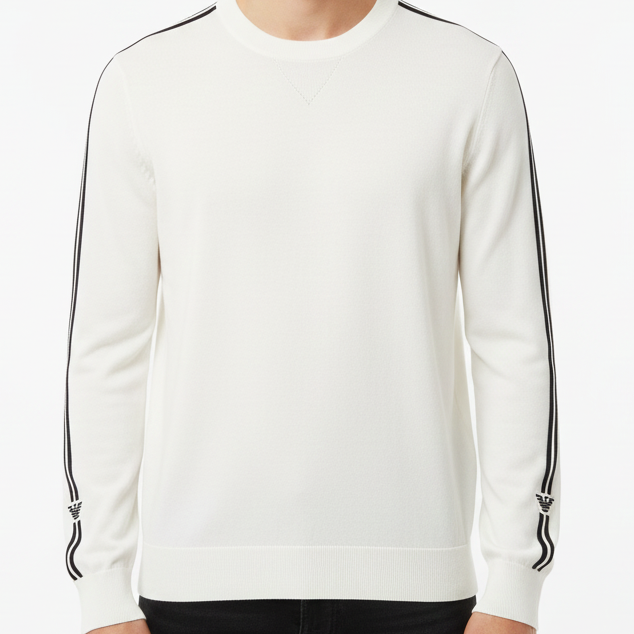 Men’s Premium White Crew Neck Pullover
