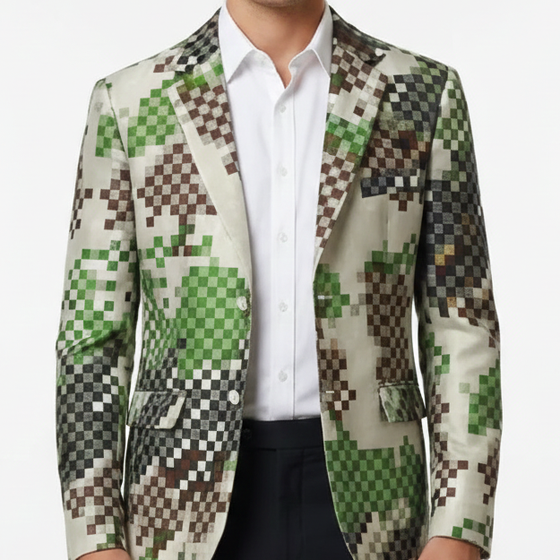 Premium Single-Breasted Tailored Damier Blazer