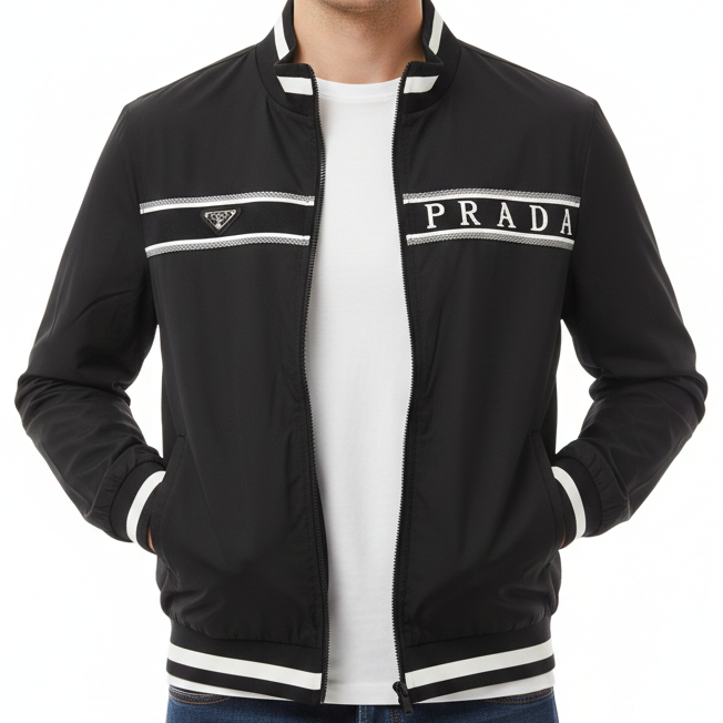 Premium Black Zip-Up Designer Jacket