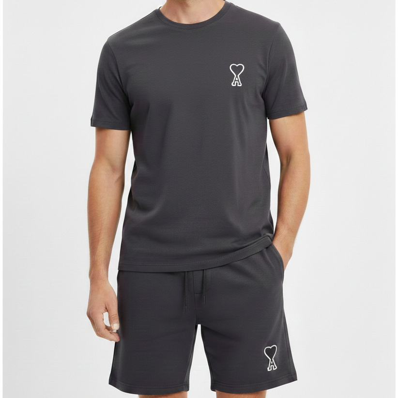 Men’s Premium Embroidered Logo T-Shirt & Shorts Co-Ord Set