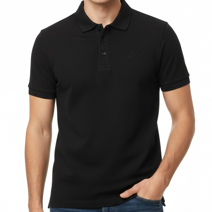 Classic Black Polo T-Shirt with Subtle Logo Detail