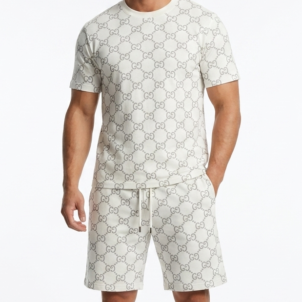 Luxury Signature Print T-Shirt & Shorts Set