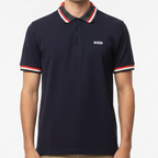 Luxury Brand Signature Navy Polo T-Shirt with Contrast Collar