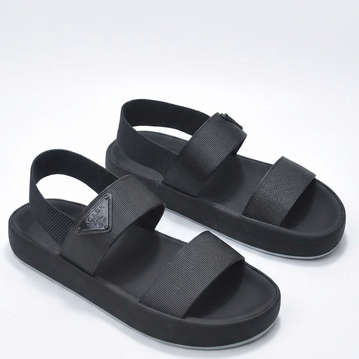 Premium Black Designer Ultra Modern Webbing  Strap Sandal