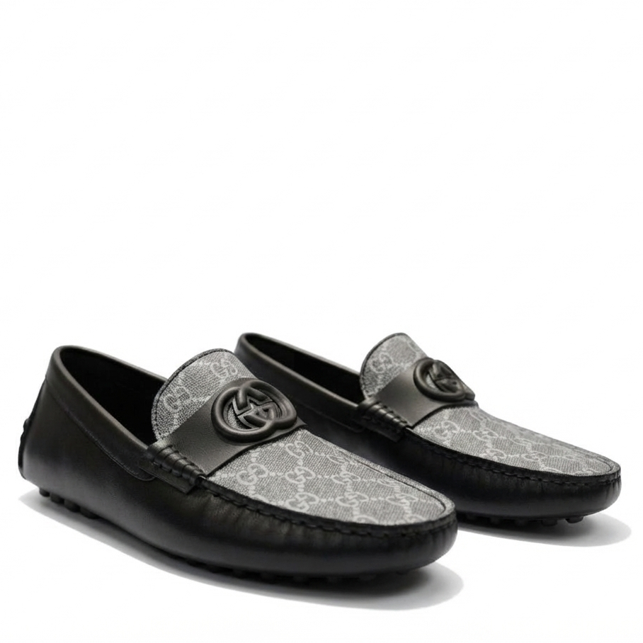 Premium Monogram Leather Loafers Elegant & Comfortable Men’s Shoes