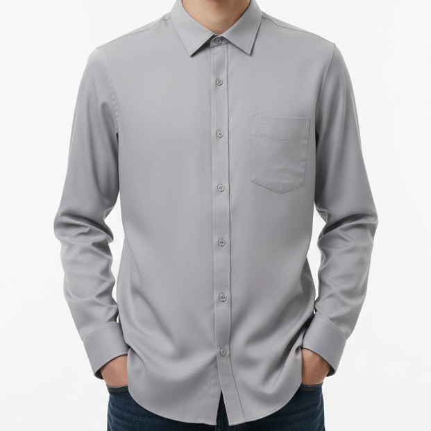 Minimal Grey Classic Button-Down Shirt