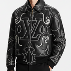Premium Embroidered Leather Bomber Jacket