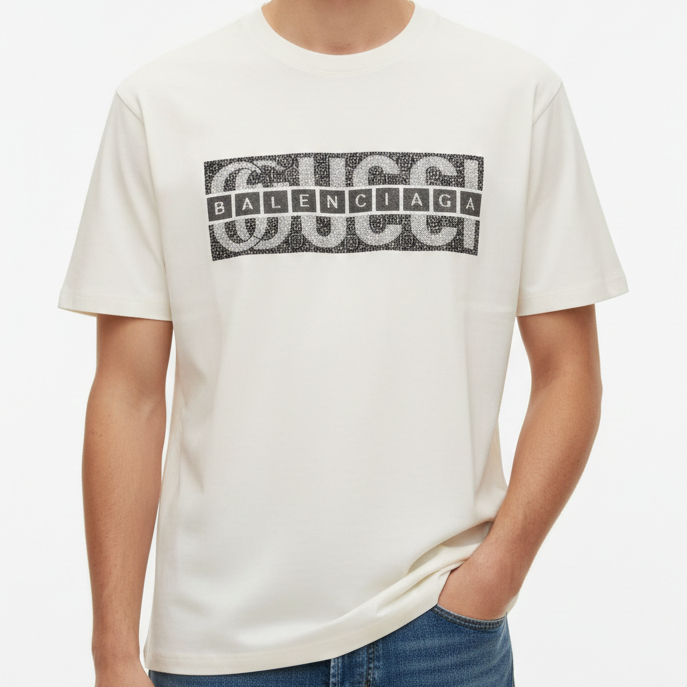 Premium White Graphic Oversize T-Shirt with Bold Logo Print