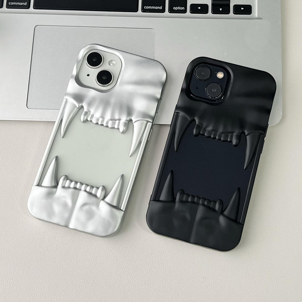 3D Skull, Tiger Fangs Silicone Case for iPhone 13, 14, 15 & 16 Series
