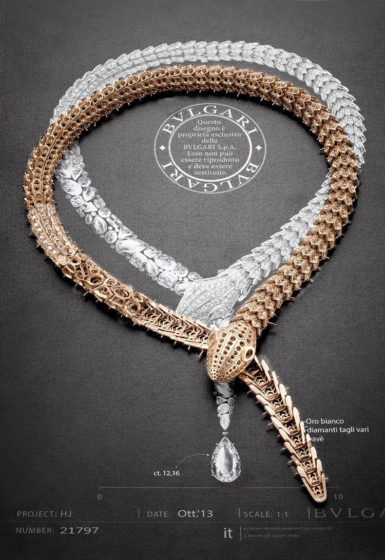 Premium Serpenti Diamond Cut Necklace For