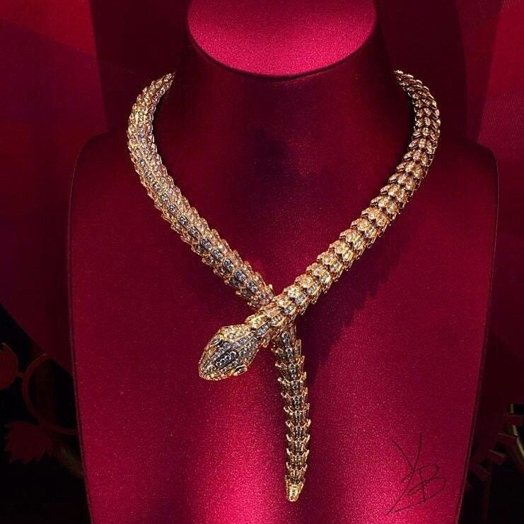 Premium Serpenti Diamond Cut Necklace For