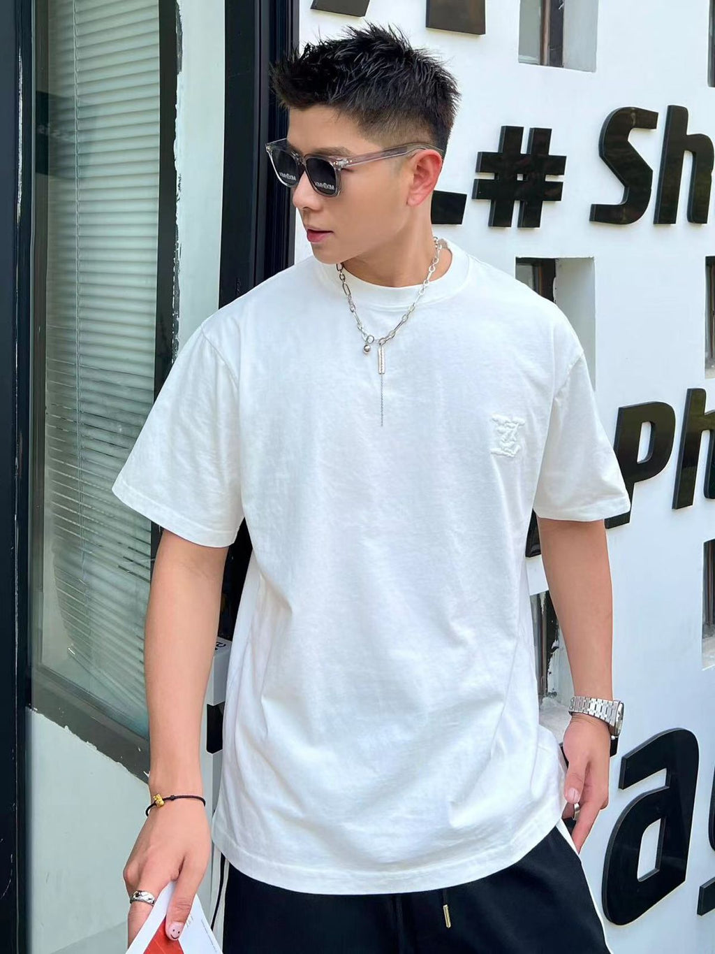 Premium Quality  Big Patched Logo Drop Shoulder Tee