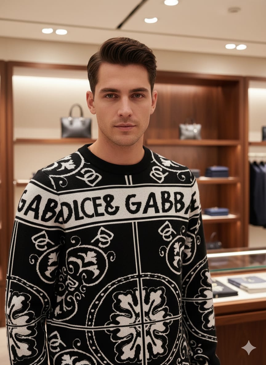 Imported Logo-Print Woolen Pullover